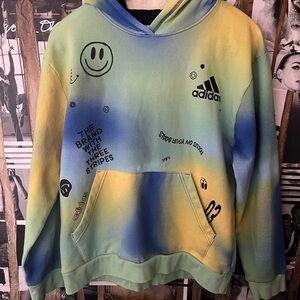 Adidas Boys Long Sleeve Optimist Allover Print Hooded Pullover